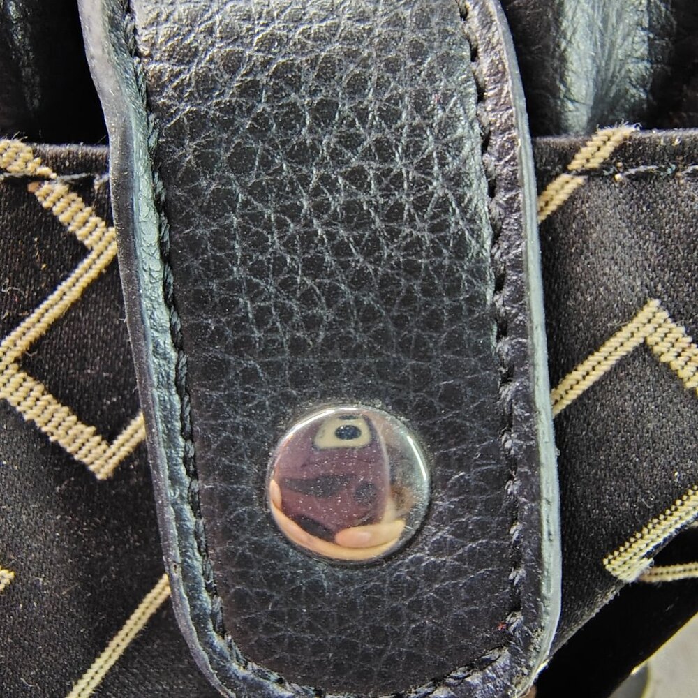 Tommy Hilfiger Y2K Black Logo Tote Bag Canvas Faux Leather American Classics - Picture 10 of 16